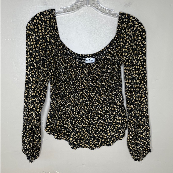 Hollister Tops - HOLLISTER Green & Yellow Ditsy Print Floral Smocked Boho Square Neck Top Large